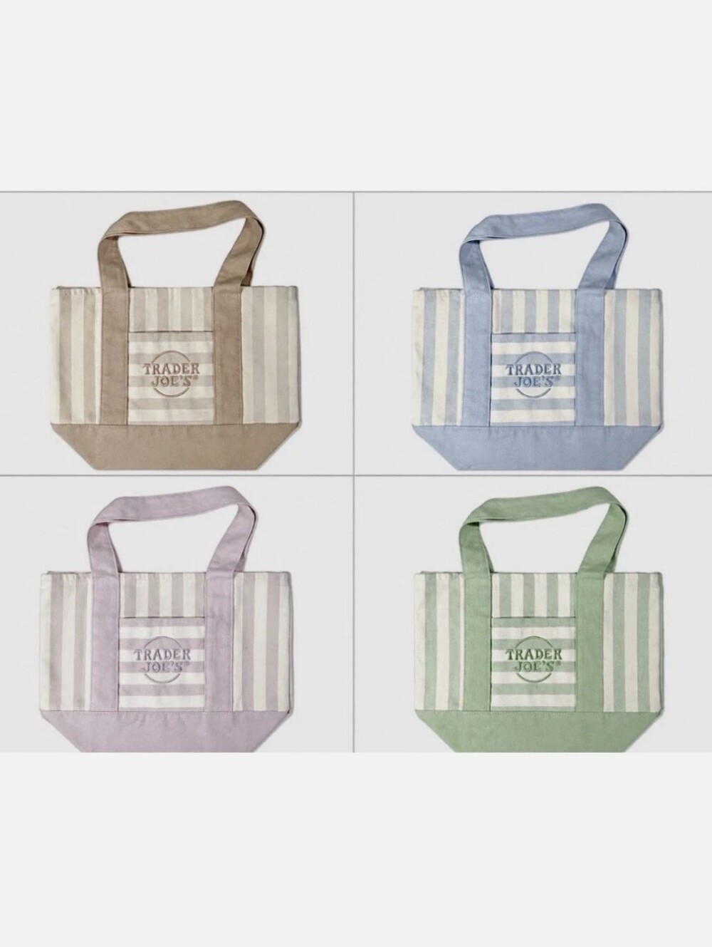Trader Joe's Striped Canvas Mini Tote Set of 4 Summer 2026 NWT
